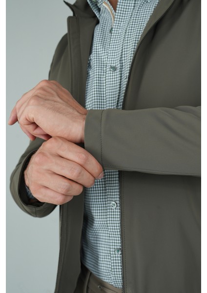 Deri Detaylı Regular Fit Erkek Haki Mont MNT24K24002_D49 modelleri