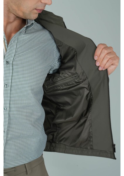 Deri Detaylı Regular Fit Erkek Haki Mont MNT24K24002_D49 fırsatları