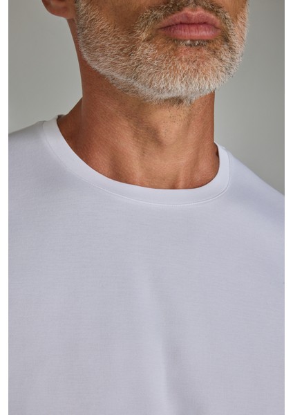 Bisiklet Yaka Erkek Pamuk Beyaz T-Shirt TS25Y25106_D01 indirimleri