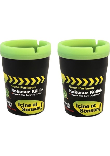 Gece Parlayan Fosforlu Kokusuz Küllük 2 Adet