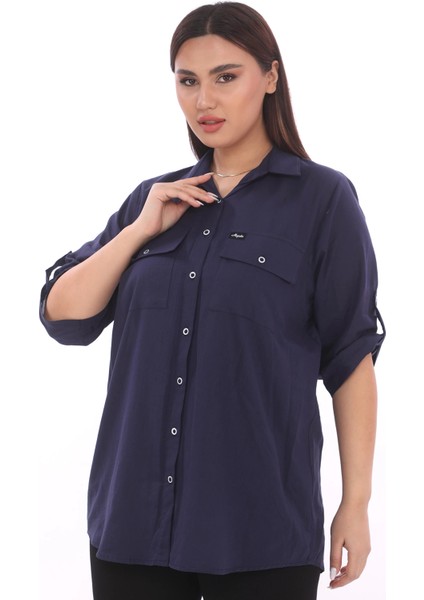 %100 Cotton Büyük Beden Natural Gömlek