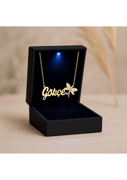 Işıklı Kutuda Nazar Mineli Yusufçuk Isimli Gümüş Kolye