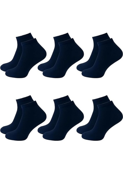 Bambu Yarım Konç 6 Çift Tenis Çorabı Erkek Kolaj Çorabı Kadın Kolaj Çorabı Lacivert Tenis Çorabı 40-44