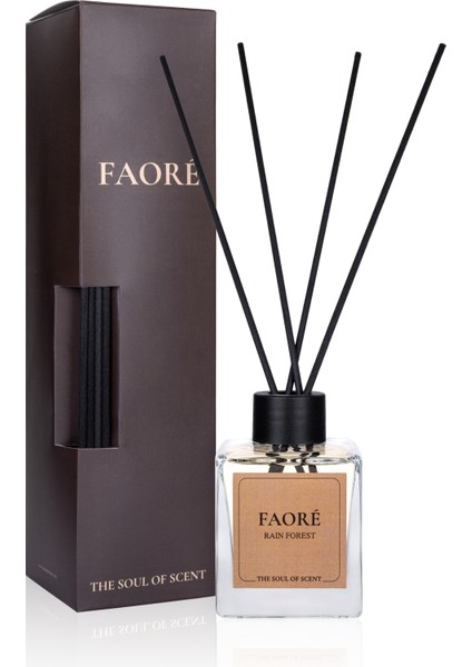 Faore Rain Forest | Çubuklu Oda Kokusu | 120 ml | Paçuli & Vanilya & Şeftali | Kalıcı & Şık Kutulu