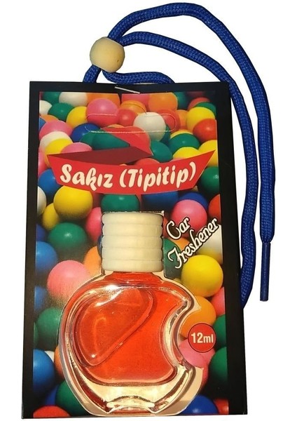 Oto Kokusu Sakız (Tipitip) Kokulu Parfüm Asma Ipli Cam Şişe 1 Adet 12 ml