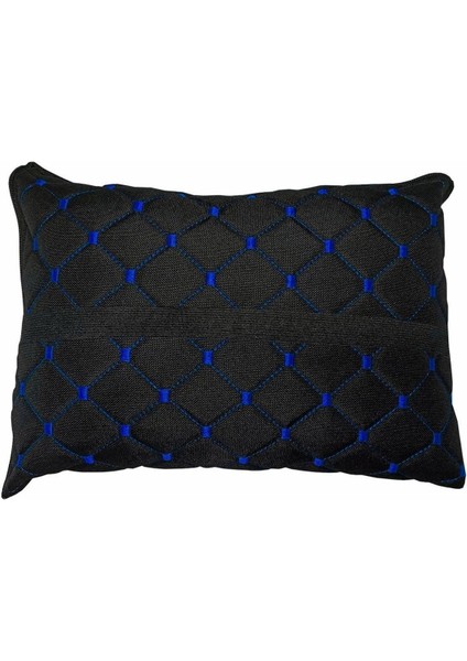 Oto Boyun Bel Destek Yastığı Polarlı Örtü Mavi Nakışlı Siyah Yastık fiyatları