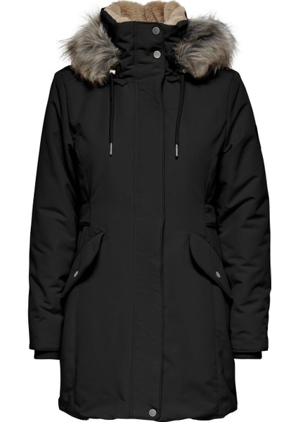Kadın Siyah Parka Mont – Uzun Kollu, Kürk Kapüşonlu, Soğuk Havalara Uygun Rahat ve Şık Tasarım modelleri