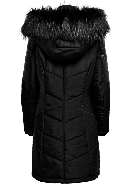 Kapüşonlu Asimetrik Fermuarlı Midi Kaban - Kışlık indirimleri