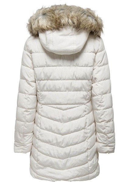 Kadın Mont Ekru 15183994 Onlnewellan Quilted Hood Fur Coat fiyatları