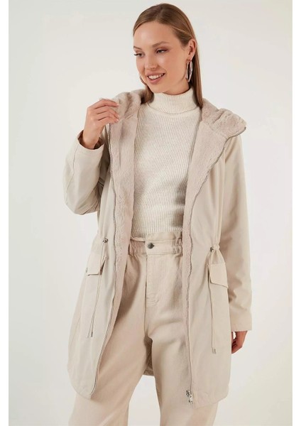 kadın beyaz çift taraflı kürklü mont mont 15208727 fırsatları