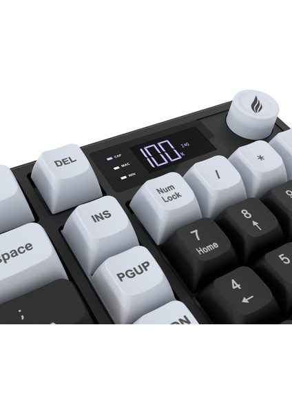 HK258 Membrane LCD Rgb Kablosuz/bluetooth Siyah Turuncu Full Türkçe Gaming Klavye