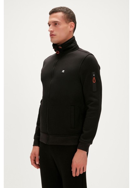 More Bear Full-Zip Hoodie Siyah Fermuarlı Erkek Sweatshirt modelleri