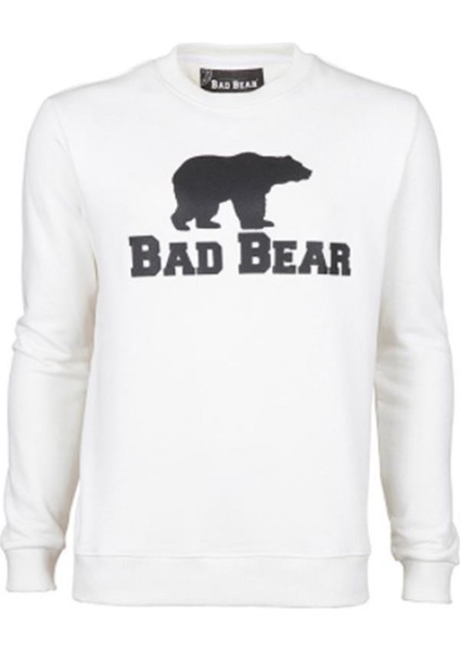 Crewneck Erkek Beyaz Baskılı Sweatshirt