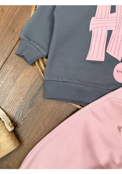 Bolyy Baby Hi Kabartma Baskılı Bereli Arma Detaylı Oversize (Geniş Kalıp) Kız Bebek Takım modelleri