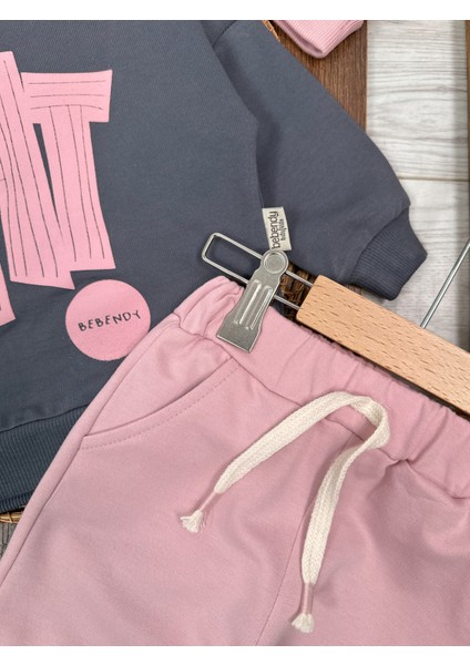 Bolyy Baby Hi Kabartma Baskılı Bereli Arma Detaylı Oversize (Geniş Kalıp) Kız Bebek Takım indirimleri