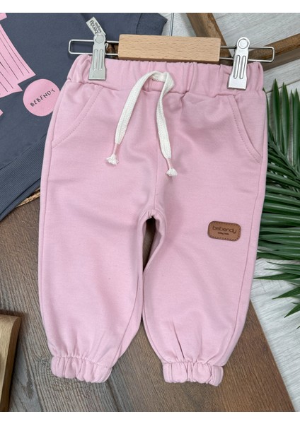 Bolyy Baby Hi Kabartma Baskılı Bereli Arma Detaylı Oversize (Geniş Kalıp) Kız Bebek Takım