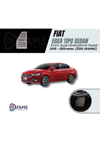 Fiat Egea Uyumlu Özel Desenli Krom Ayak Dinlendirme Pedalı Ayak Dayama Pedalı 2015-2019 Sedan