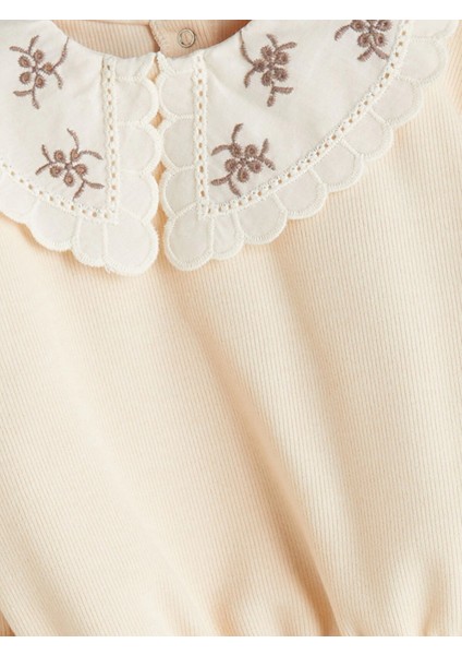 Lcw Baby Bej Bebe Yaka Uzun Kollu Kız Bebek Bluz ve Tayt 2'li modelleri