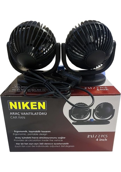 Oto Vantilatör Çift Fanlı Torpido Üstü 2 Kademeli 12 Volt modelleri