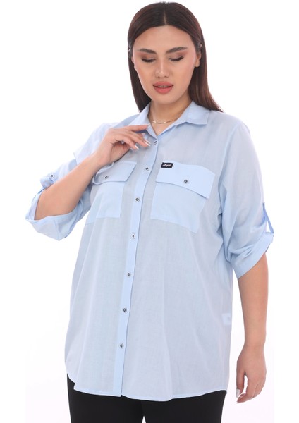 %100 Cotton Büyük Beden Natural Gömlek