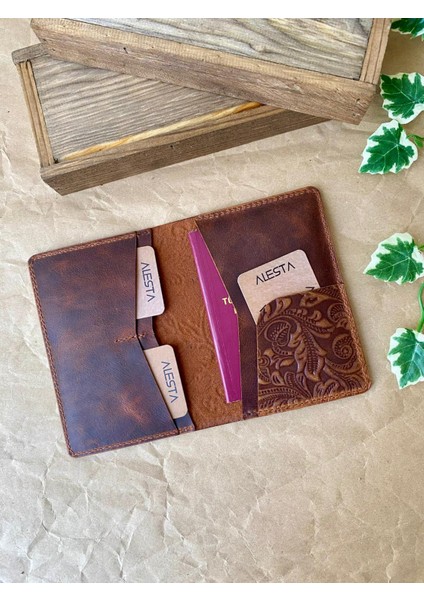 (Isim Yazıyoruz) El Yapımı Deri Pasaport Kılıfı / Pasaport Cüzdanı fırsatları