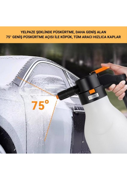 2 Litre Şarjlı Otomatik Yüksek Basınçlı Araç Yıkama Köpük Püskürtücü El Pompası, Çok Amaçlı Köpük Pompası