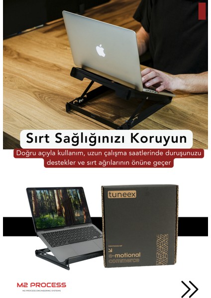 2'Lİ OFİS SETİ - 5 KADEMELİ METAL NOTEBOOK LAPTOP YÜKSELTİCİ ALTLIK & TELEFON TABLET TUTUCU STAND