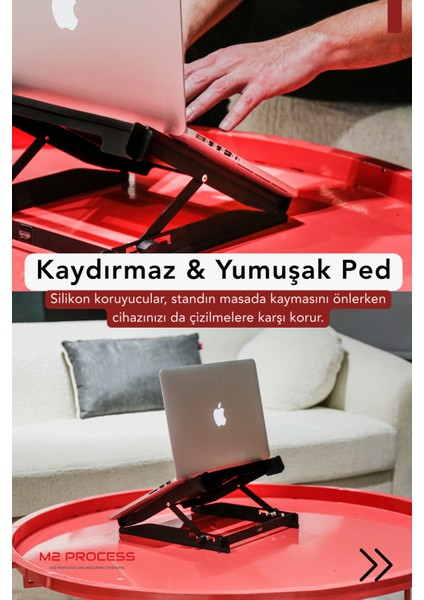 2'Lİ OFİS SETİ - 5 KADEMELİ METAL NOTEBOOK LAPTOP YÜKSELTİCİ ALTLIK & TELEFON TABLET TUTUCU STAND