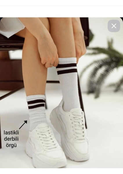 Unisex 4 Çift Tenis Çorabı Erkek Tenis Çorabı Kadın Tenis Çorabı Siyah Beyaz Tenis Çorabı 38-44