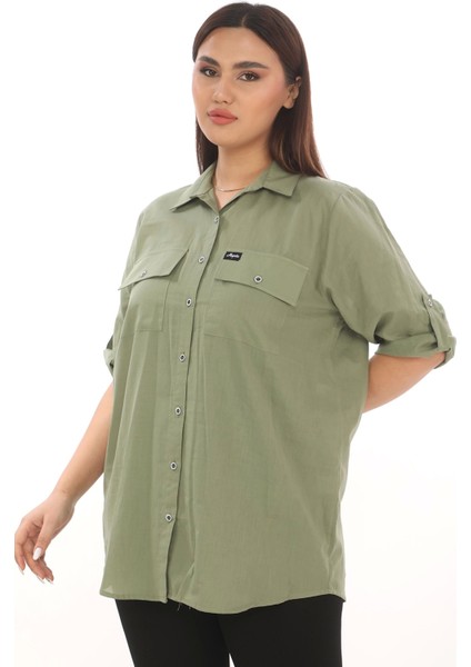 %100 Cotton Büyük Beden Natural Gömlek