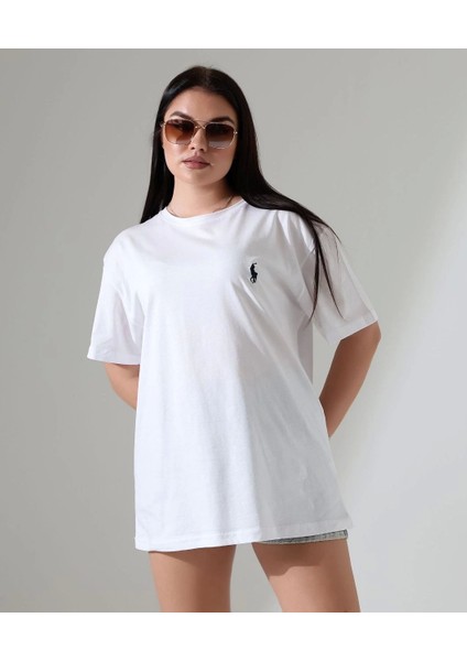 Pl Nakış Işlemeli Kadın Oversize Kadın T-Shirt