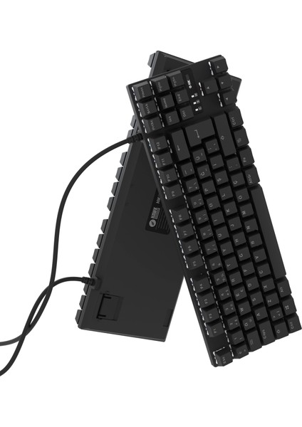 HK410 Mekanik Mavi Switch 19 Mod Rgb Kablolu Siyah Tkl Türkçe Gaming Klavye