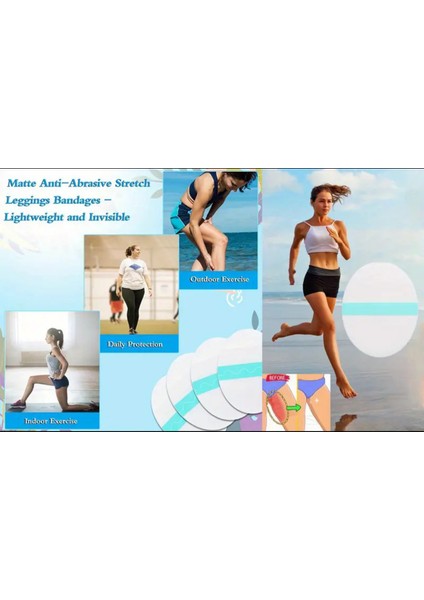 Bacak Arası Pişik-Sürtünme Önleyici Şeffaf Bant Sporcu Koşu Bandı Uyluk Bantı 10 Adet