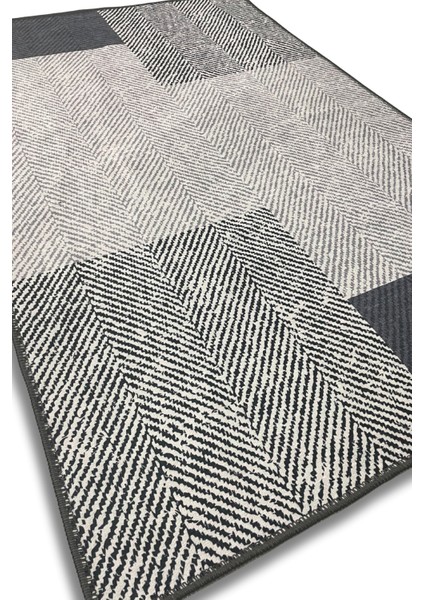 Goemetrik Dikdörtgen Desenli Halı Balıksırtı Kırçıllı Halı Gri Halı Salon ve Oturma Odası Halısı fırsatları