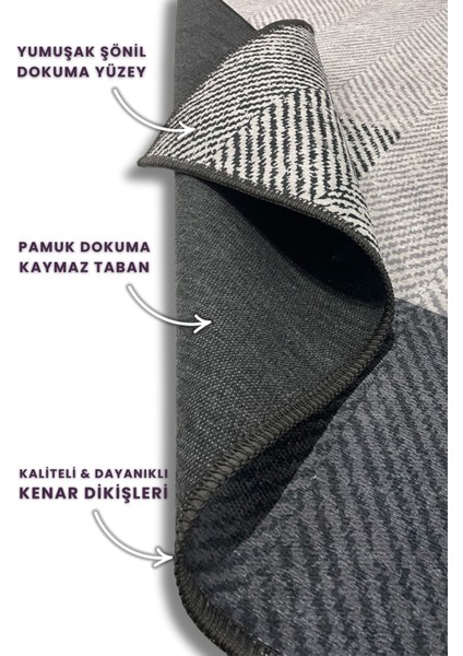 Goemetrik Dikdörtgen Desenli Halı Balıksırtı Kırçıllı Halı Gri Halı Salon ve Oturma Odası Halısı indirimleri