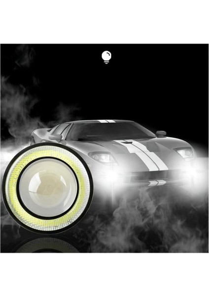 Mercekli Angel Yuvarlak LED Beyaz Sis Farı 8.9cm Metal Gövde fırsatları