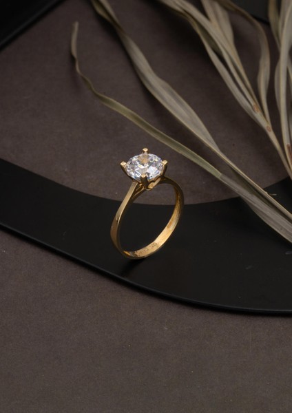 Altın Tektaş Yüzük 14 Ayar modelleri