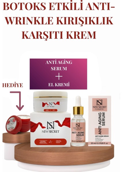 Anti Aging Serum + Botoks Etkili Antı Wrınklı Krem + Onarıcı El Kremi- 3'lü Set