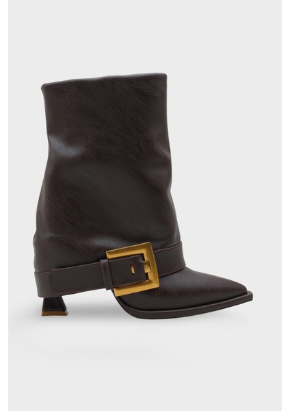 Kadın Sivri Burun Kemer Tokalı Topuklu Günlük Bot Hatiy Kahve fırsatları