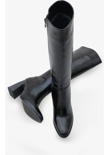 Kadın Sivri Burun Yandan Fermuarlı Topuklu Günlük Çizme Iroles Siyah fiyatları