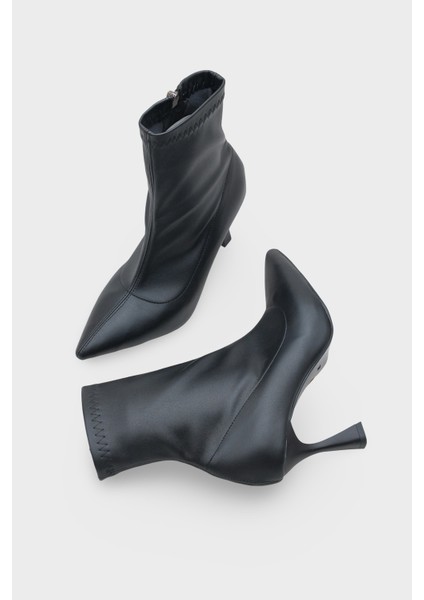 Kadın Sivri Burun Topuklu Streç Günlük Bot Kaliy Siyah fiyatları