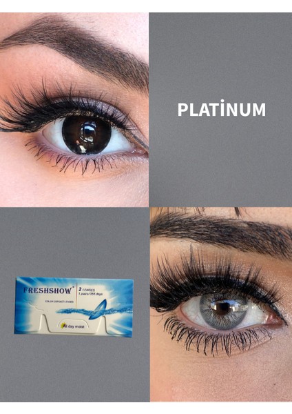 FRESHSHOW Luxury Platinum/ Hareli Renkli Gri Göz Kirpik Lens / Yıllık 1 Adet