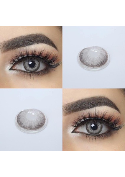 FRESHSHOW Luxury Platinum/ Hareli Renkli Gri Göz Kirpik Lens / Yıllık 1 Adet modelleri