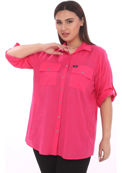 %100 Cotton Büyük Beden Natural Gömlek