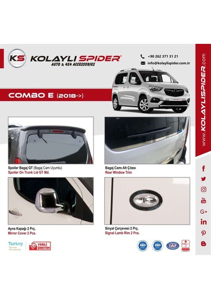 Opel Combo E Ayna Kapağı 2 Prç Krom 2018 ve Sonrası fiyatları