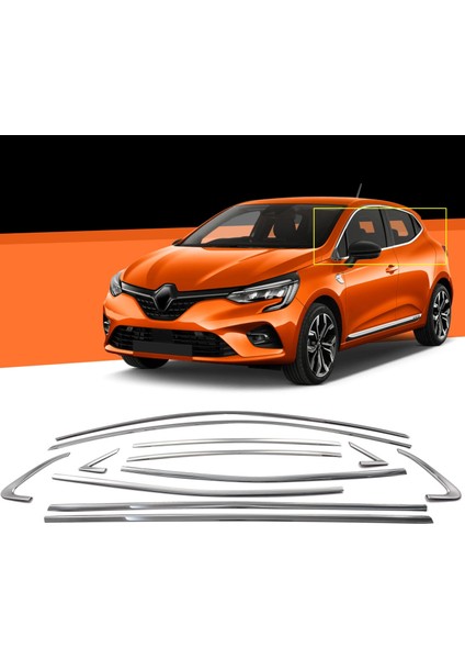Renault Clio 5 Krom Cam Çıtası Tam Tur 12 Parça 2020+