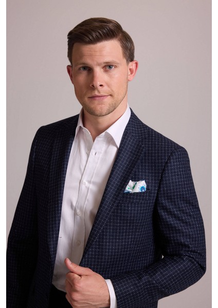 Erkek Lacivert Regular Fit Mono Yaka %100 Yün Ceket fırsatları