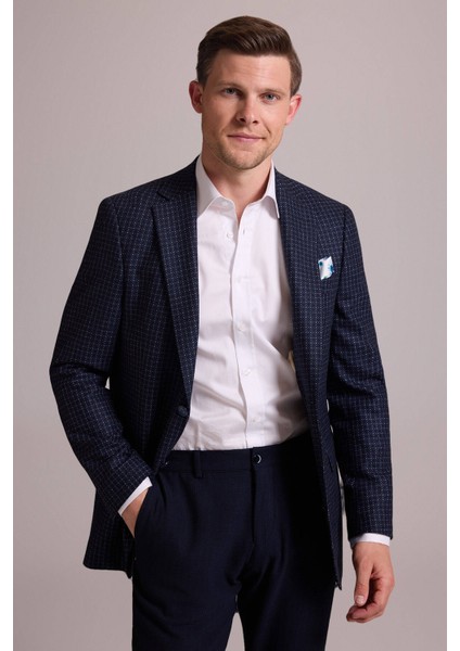 Erkek Lacivert Regular Fit Mono Yaka %100 Yün Ceket indirimleri