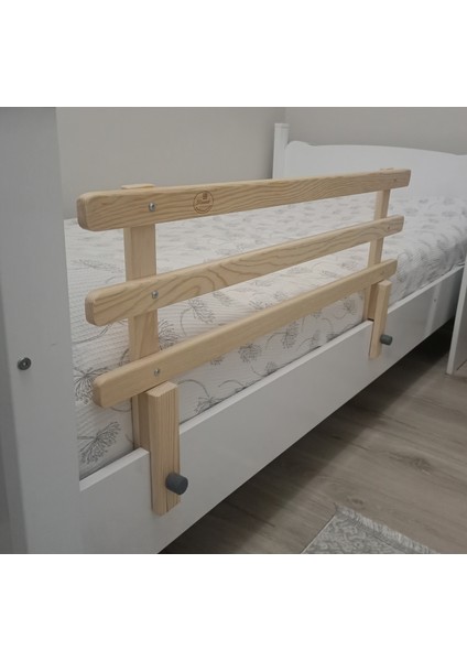 Doğal Ahşap Bebek Çocuk Yatak Koruma Bariyeri Korkuluk Beşik Korkuluğu 110 X45