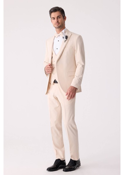 Erkek Slim Fit Sivri Yaka Yelekli Damatlık modelleri